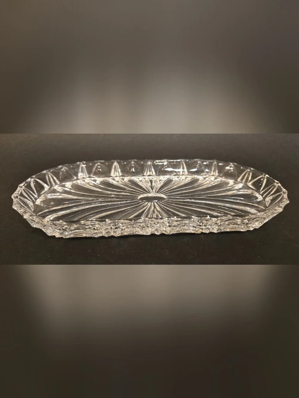 Vintage Oval Crystal Celery Dish